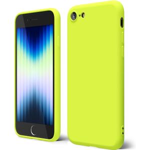 Oakxco iPhone SE Case 3rd Generation 2022/2020/2nd, iPhone 7/8 Silicone Case, Neon Bright Solid Color, Soft Rubber Gel Elegant Thin Slim TPU Matte Smooth for Women Girl Cute, Neon Green