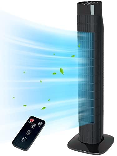 Uthfy Tower Fan for Bedroom, 80 Oscillating With Remote, 7.5H Timer, 3 Speeds, Standing Bladeless Cooling Fan for Room Office 32 Inch