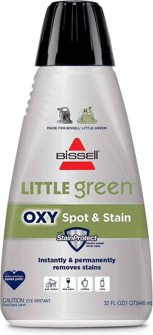 Bissell Little Green Spot & Stain Cleaning Solution with OXY and StainProtect, for All Leading Portable Carpet & Upholstery Deep Cleaners, Instantly & Permanently Removes Stains, 2038G, 32oz, EXP: Unknown