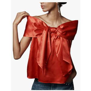 Women's Bow Front Sleeveless Off The Shoulder Pleated Cami Tank Crop Tops Strapless Velvet Peplum Top, M