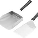 Generic Large Griddle Scoop and Wide Smash Burger Spatula. Stainless Steel Griddle Food Mover. BBQ Grill Food Shovel for Fried Food, Stir Fry, Hibachi Tools, Silver