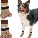 SCENEREAL Dog Socks to Prevent Licking Paws for Hot/Cold Pavement, Anti Slip High Top Dog Grip Socks for Hardwood Floors, Dog Shoes Booties&Paw Protector for Small Medium Large Senior Dog, Khaki M (M(Pack of 4), Classic Style-Khaki)