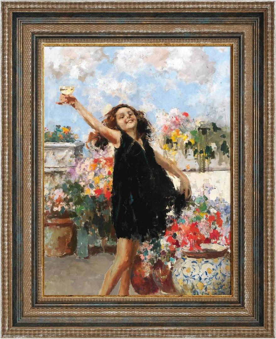 Vintage Canvas Frame for 5x7 Art Prints Oil Paintings, 2.4" Extra Wide Ornate Open Back Wall Picture Frames for Landscape Family Animal Memorial Portraits, No Cover & Back (Rustic Blue)