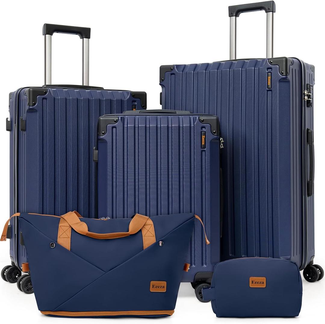 Luggage Sets 5 PieceHardside Luggage with Spinner Wheels, Lightweight ABS Hard Shell Travel Luggage with TSA Lock for Family Trips, Business,Vacation