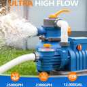 2500 GPH Sand Filter Pump for Above Ground Pools, Pool Pumps Above Ground with 24H Automatic Timer, 6-Way Valve, Efficient Circulation & Filtration Pool Sand Pump, Up to 12000 Gallons -Orange