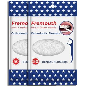 Upgraded Orthodontic Flossers for Braces - Ortho Dental Floss Picks, 50 Count (Pack of 2) (White)