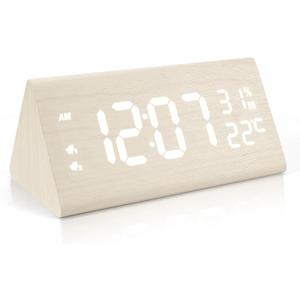 Digital Alarm Clocks for Bedrooms - Digital Clock Large Display, Bedside Clock with LED Display for Bedroom, Travel, Office (White)
