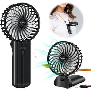 Handheld Fan, Mini Portable Personal Fan with lanyard, 4 Speeds Level 180 Foldable Design for Desk/Travel/Office/Outdoor (Black)