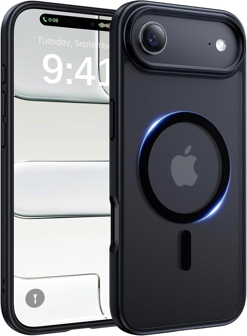 Magnetic for iPhone 17 Air Case, [Anti-Slip] [Military-Grade Drop Protection] [Camera Protection] Skin-Friendly Slim Matte Shockproof Protective for iPhone 17 Air Phone Case, Black