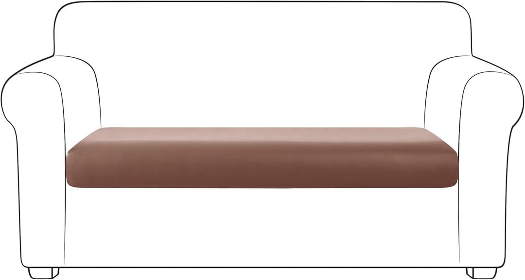 Yates Home PU Leather Couch Sofa Cushion Slipcover Water-Proof Elastic Chair RV Seat Covers Sofa Furniture Protector Slip Cover for Seater Replacement in Living RoomLoveseat, Light Brown (Medium)