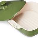 DOWAN Casseroles dish with lids, Ceramic Baking Dish With Lid, Casserole Dishes for oven, 1.6 Quarts Bakeware With Handle Oven Safe for Cooking, Dinner, Home Gift, 8 x 8 Inches, Green