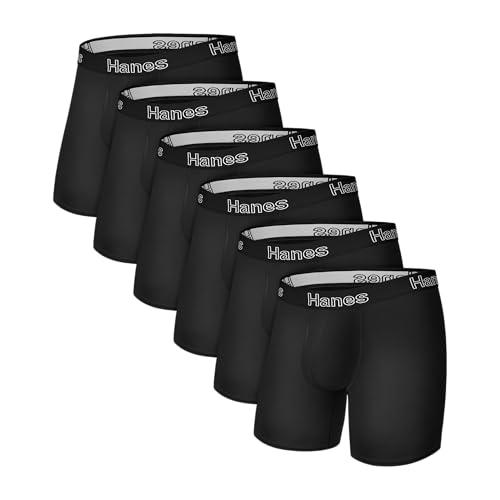 Hanes Men's Boxer Brief Underwear Pack, Stretch Cotton Boxer Briefs for Men, Moisture-Wicking, 6-Pack XL