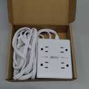 10Ft Extension Cord with Multiple Outlets, Flat Plug Surge Protector Power Strip 10 Ft Long Cord, 8 Outlets & 4 USB Ports (2 USB C), Desk Charging Station for Home Office, College Dorm Room Essentials (White)