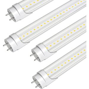 Brtstiun T8 LED Bulbs 4 Foot 24W Equivalent 65W, 3200LM 5000K LED Tube Light, G13 Base Clear Lens, Type A+B Plug & Play or Ballast Bypass, LED Replacement Fluorescent Light Bulbs, Non-Dimmable, 4 Pack