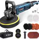 Buffer Polisher, 6 Inch/7 Inch 1600W Rotary Car Buffer Polisher Waxer, 7 Variable Speed 1000-3500 RPM, Detachable Handle for Car, Boat Sanding, Polishing, Waxing (Black Blue)