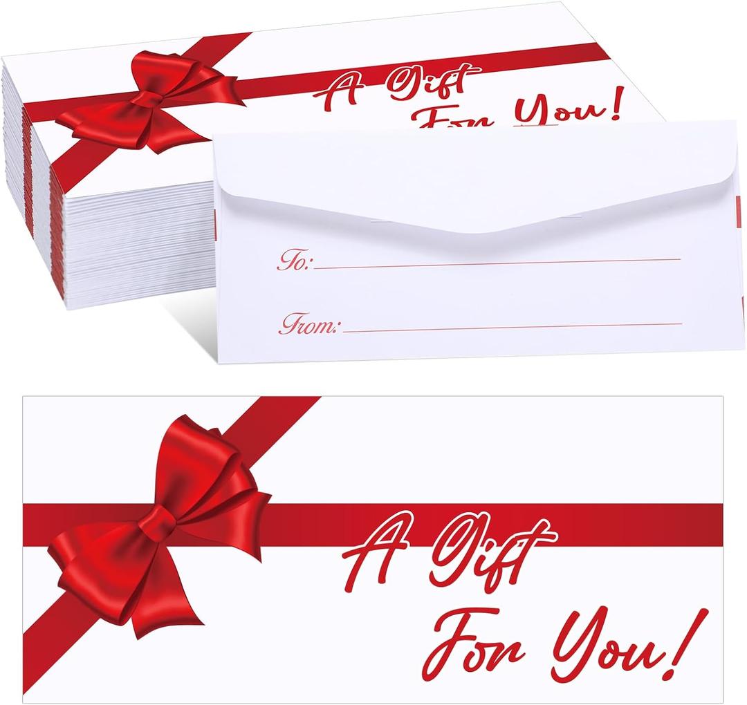 200 Pack Money Envelopes for Cash, 2.9 x 6.5 Inch Money Cards Holder, Small Kraft Cash Envelopes for Currency Offering for Church Wedding Birthday a Gift for You Graduation Party Favor (Red, Bow Tie)