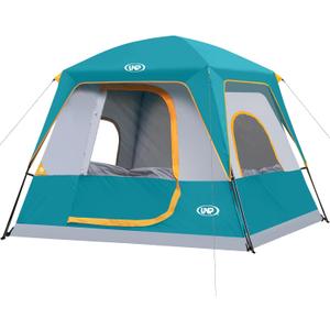 UNP 4 Person Tent, Portable Cabin Tent, Camping Tent 4-Person Easy Set Up, Waterproof with Top Rainfly for Outdoor Camping/Hiking (Ocean Blue)