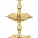 SATVIK Standing Brass Kerala Samai Diwali Deepak for Puja Traditional Panchmahal Pooja Deepam Diya Oil Lamp Kutthu Vilakku Dia 5 in 1 Step Adjustable 13 inch Deepawali Indian Gift Item
