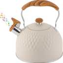 Tea Kettle Stovetop Whistling Teakettle Teapot, Stainless Steel, 2.5 L (Creamy White)