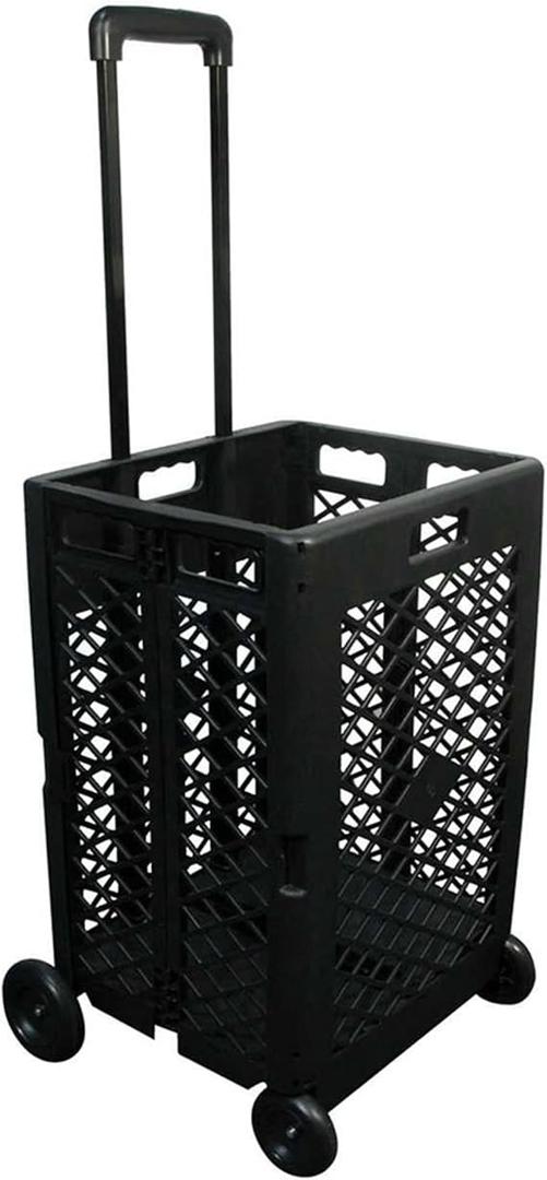Olympiatools Pack-N-Roll Mesh Rolling Cart, 55 lb, Plastic, Black