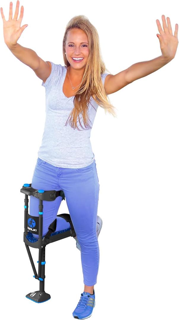 iWALK3.0  The Original Hands Free Knee Crutch - Alternative to Crutches and Knee Scooters - iWALK Replaces Crutches for Adults - Peg Leg Crutch For Lower Leg Injuries Only (Black and Blue)