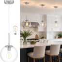 KoKo&Yukina 10" Modern Globe Pendant Light Mid-Century Nickel Pendant Lights Kitchen Island Height Adjustable Clear Glass Pendant Light Fixture for Dining Room Bedroom Hallway Entryway Sink Bulb Incl.