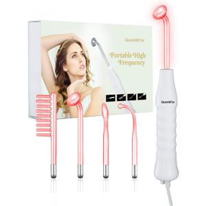 Quiet&Far High Frequency Facial Machine Skin Care Tool for Wrinkles Reducing Skin Tightening High Frequency Facial Wand with 4 Tubes