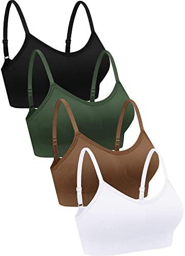 Geyoga 4 Pieces Neck Bralettes Wireless Cami Bra Tank Top Sports Bra for Women Girls, Medium