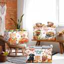 3 Pcs Thanksgiving Storage Basket for Gift Foldable Harvest Baskets with Pumpkin Dogs Maple Leaf Scarecrow Cart Fall Collapsible Bins Farm Harvest Storage Baskets for Home Office Clothes Room