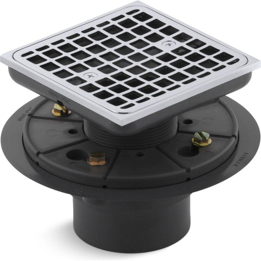 Kohler K-9136-CP Square Design Tile-In Shower Drain, Polished Chrome