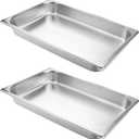 VOISEN Pack of 2 Hotel Pans, 2.5" Deep, Anti-Jamming, Commercial Stainless Steel Steam Table & Catering Food Pans (1/1 Size)