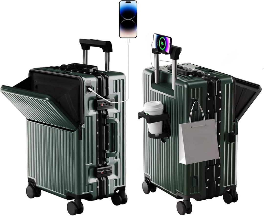 Carry on suitcase Zipperless Luggage,Polycarbonate Aluminum Hard Shell, Expandable Carry-On Suitcase with Spinner Wheels, 26 Inch Cabin