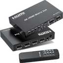 4K 2x4 HDMI Matrix Switch, 2 in 4 Out Matrix HDMI 2.0 Video Switcher Splitter, Optical & 3.5mm Audio Output, Support 4K 60Hz HDR HDCP2.2, 18Gbps, with IR Remote Control for NS PS5 Fire Stick etc (4K 2X4 Matrix)