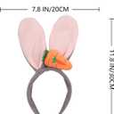 2 x CHARMARK Rabbit Ears Headband Grey, Cute Bunny Ears Headbands with Carrot Costume Headwear