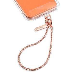 MOUTAKEY Phone Wrist Strap Metal Phone Chain Wristlet Strap Detachable iPhone Lanyard Wrist with 2 Tether Tabs iPhone Charm strap For Women Girls Shopping Traveling Party Walking (Short, Rose Gold)