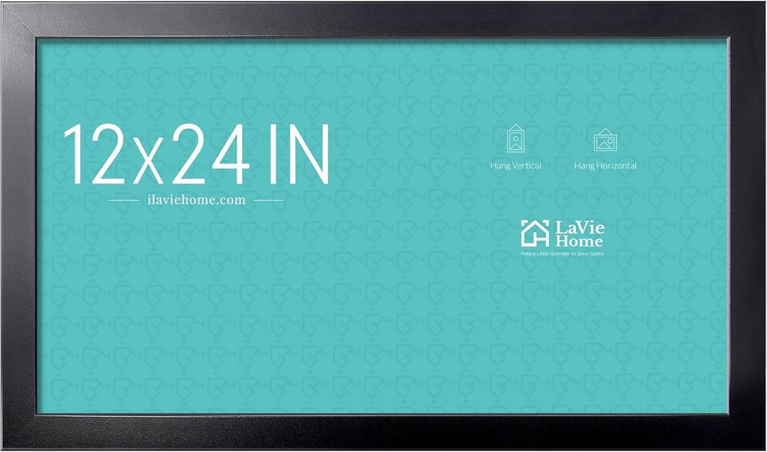 LaVie Home 12x24 Picture Frame Black, Panoramic Picture Frame for Wall Decoration, Classic Black Minimalist Style Suitable for Decorating Houses, Offices, Hotels1 Pack