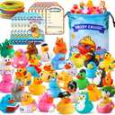 100 Pcs Cruise Rubber Ducks Kits Include 30 Pcs Cruise Ducks 30 Pcs Cruising Duck Tags and 40 Pcs Rubber Bands, Bulk Ducks for Jeep Cruise Ships Hiding Carnival Ducking Gift Christmas Stocking Stuffer