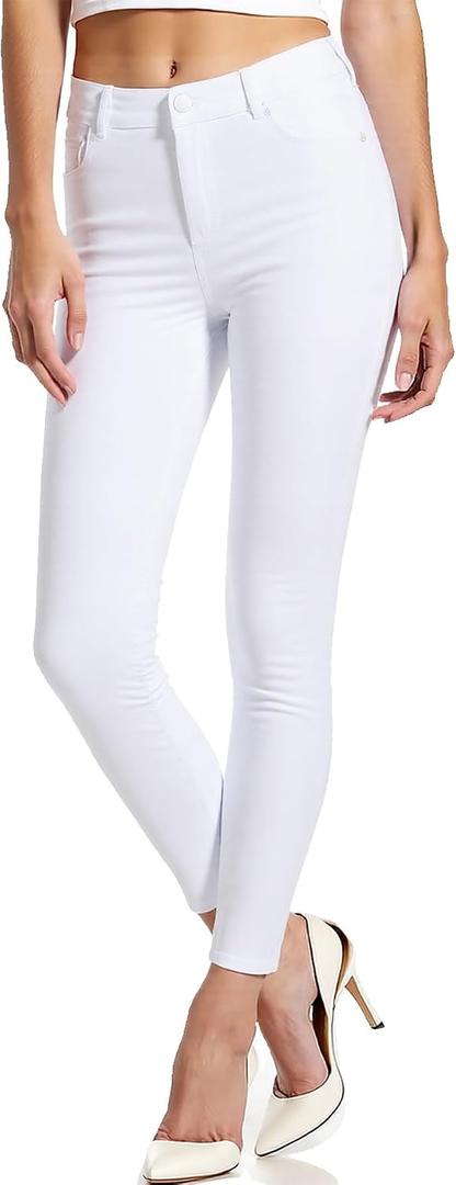 DIYUS Women Dress Pants Stretch Comfy Work Pants with Pocket 28", White, 3XL