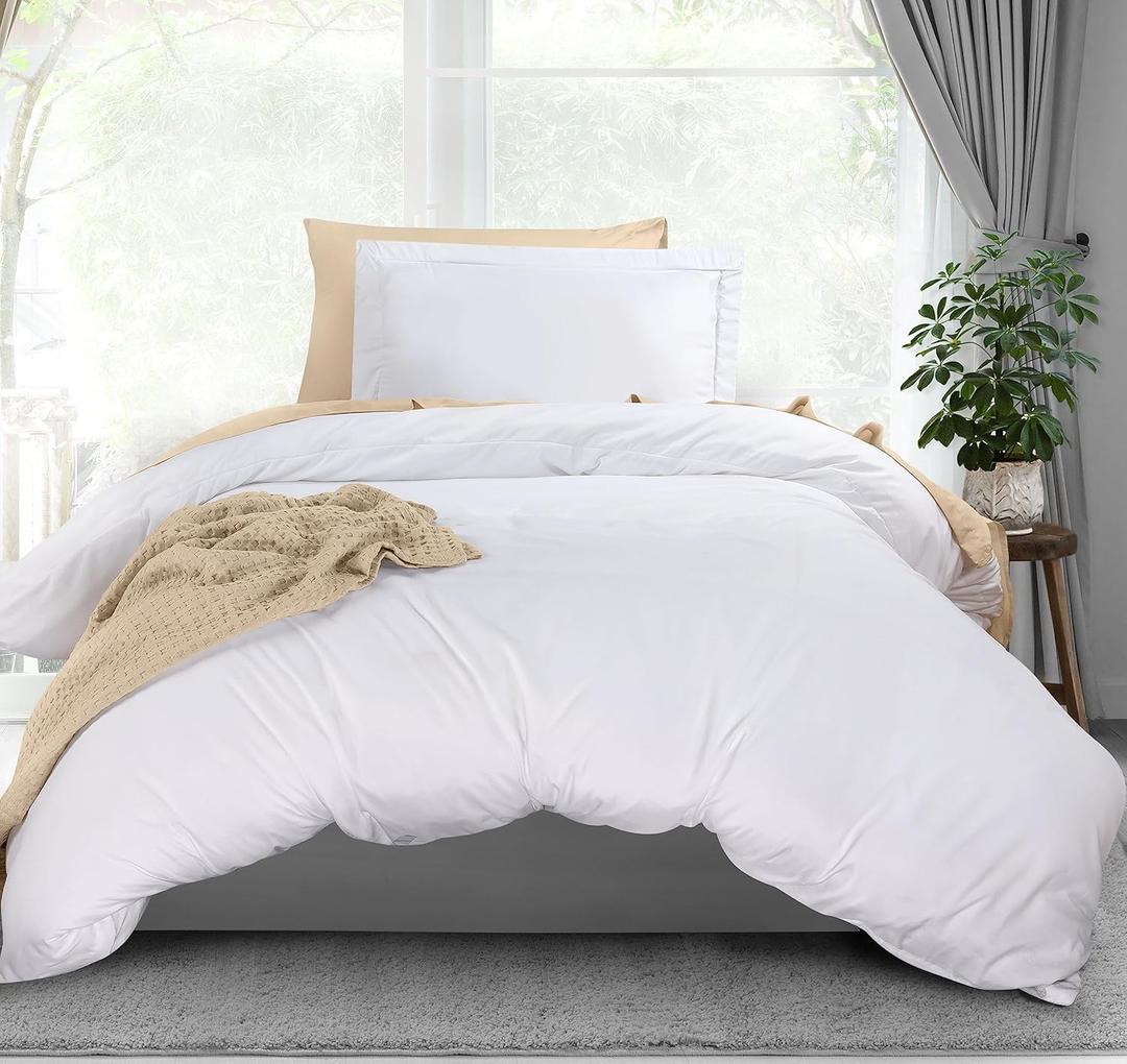 Utopia Bedding Duvet Cover Twin Size - 2 Piece with Zipper Closure - 1 Comforter Cover 68x90 Inches & 1 Pillow Sham 20x26 Inches (White) Comforter Not Included