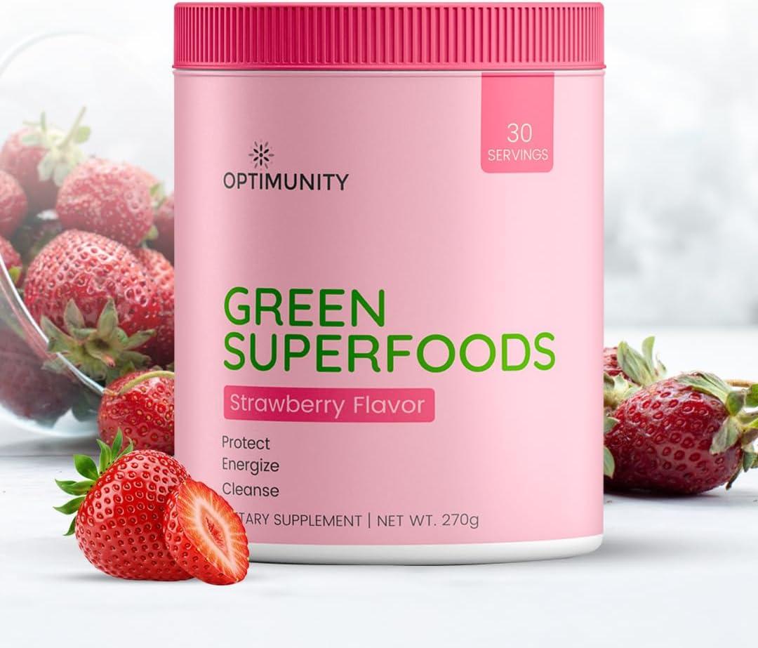 Greens Powder Daily Drink Mix with Spirulina,Vegetables & Probiotics, Digestive Enzymes | Detox,Health & Wellness Support | Vegan Protein,Non-GMO, Gluten-Free,No Additives – 30 Servings