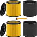 Replacement Filter Kit Compatible with Vacmaster VCFS 5-20 Gallon Wet/Dry Vacuums – Includes 2 Cartridge Filters, 2 Foam Sleeves, 2 Covers, 1 Cleaning Brush – Shop Vac Filter Set