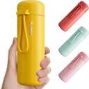 Exllena Mini Water Bottle 6.8oz/200ml, Small Insulated Water Bottle for Hot&Cold Drinks, Water Bottle Purse with Carry Handle - 100% Leakproof Perfect for School, Travel (Yellow)