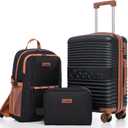 Carry on Luggage 22x14x9 Airline Approved, Suitcases with Wheels Hardshell, Lightweight Hardside Luggage Set with TSA Lock, 20Inch Black Carry on Suitcase