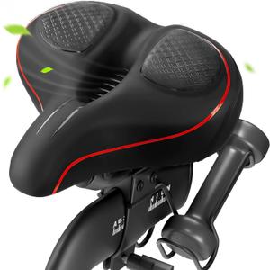 Oversized Bike Seat for Peloton Bike & Bike+, Wide Bicycle Saddle Replacement Compatible with Peloton, Exercise or Road Bikes, Seat Cushion for Men & Women (Red)