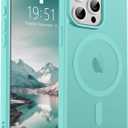 SUPFINE Magnetic for iPhone 15 Pro Case (Compatible with MagSafe) (Military Grade Drop Protection) Translucent Matte Shockproof Phone Cover,Blue Green
