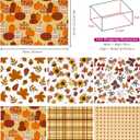 2 x RUSPEPA Fall Wrapping Paper Sheets, Autumn Pumpkin, Sunflower, Leaves and Plaid Design Gift Wrap Paper for Thanksgiving, Birthday, Harvest Gifts, 6 Folded Sheets, 19.68 X 27.5 Inch