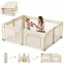 Foldable Baby Playpen with Mat, 71x59 Foldable Play Pen for Babies and Toddlers, Baby Playpen with Portable Design, Collapsible Play Yard for Fence Indoor and Outdoor