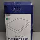 Quilted Fitted Mattress Pad Protector Full Size - Elastic Fitted Mattress Topper & Cover - Breathable, Soft, Low Profile Top Cover with 8-16 Inch Deep Pockets - Easy-Fit and Machine Washable - White