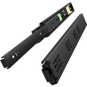 VADANIA 16" Push to Open Drawer Slide, #VF1245, 3-Fold Full Extension, Heavy Duty 100lb Load Capacity, Especially for Handleless Cabinet & Drawer, Ball Bearing, Side Mount, Black, 1-Pair