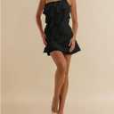 SOLY HUX Women's Mini Dress One Shoulder Ruffle Mesh Dresses Layered Backless Vacation Party Sundresses (Black, XXL)